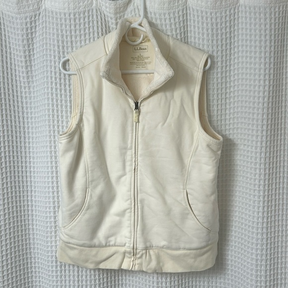 LL Bean Fleece Lined Vest Cream Large - Picture 1 of 6